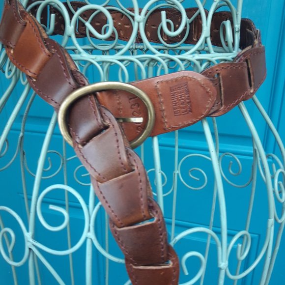 Genuine Leather Belt Metal Studs Embossed Tooled  Cut Outs Reversable main image 10